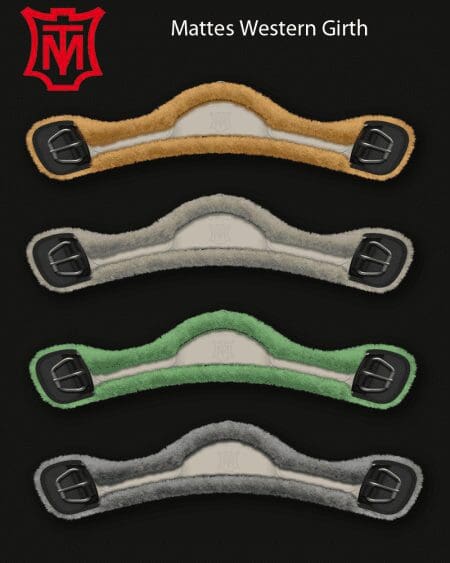 Mattes Cream Leather Western Athletico Sheepskin Girth