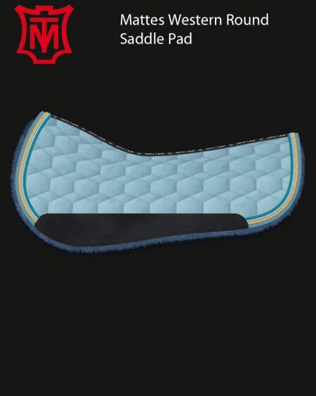 Mattes Water Blue Velvet Western Round Saddle Pad