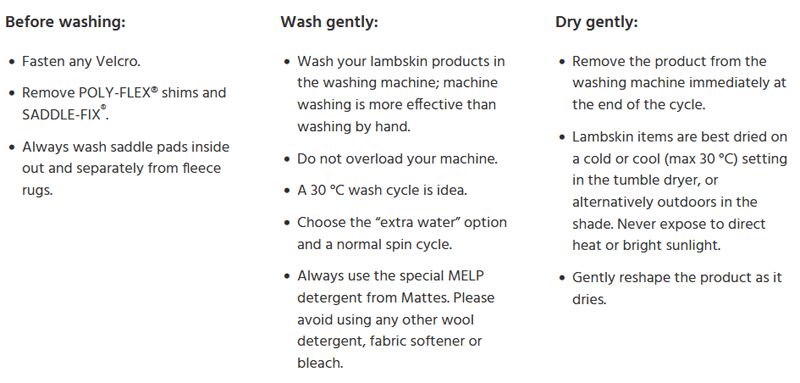 Mattes saddle pad washing instructions