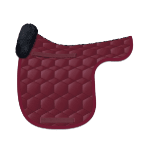 Burgundy Dressage Cotton Sheen Numnah with Black front only sheepskin