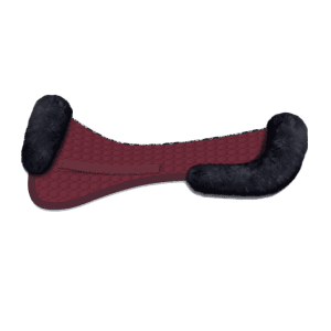 Burgundy Cotton Dressage Sheepskin Half Pad with Black sheepskin front and rear