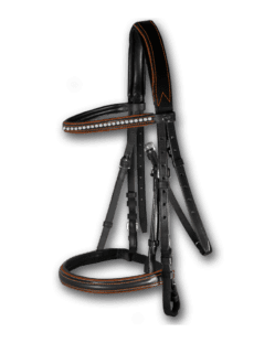 Crystal Bridle Black with Rust Piping