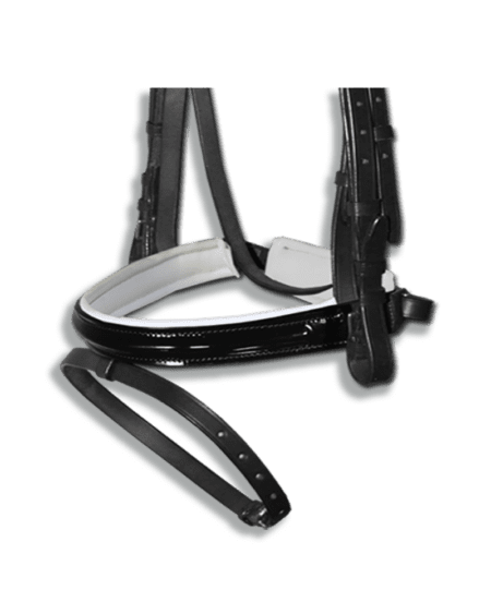 Cob Size - Black Patent Leather White Padding Crank Flash Noseband 1 Noseband Black Patent with White Padding Flash