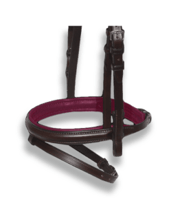 Noseband Brown with Aubergine Padding - Flash