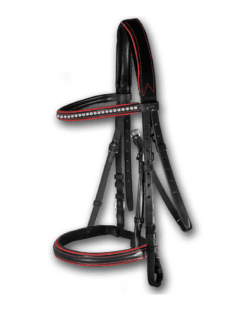 Crystal Bridle Black with Red Piping