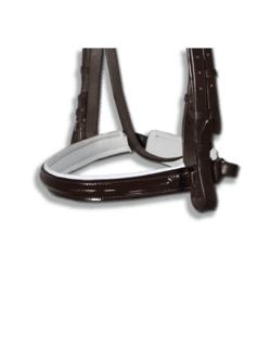 Noseband Brown Patent with White Padding Cavesson