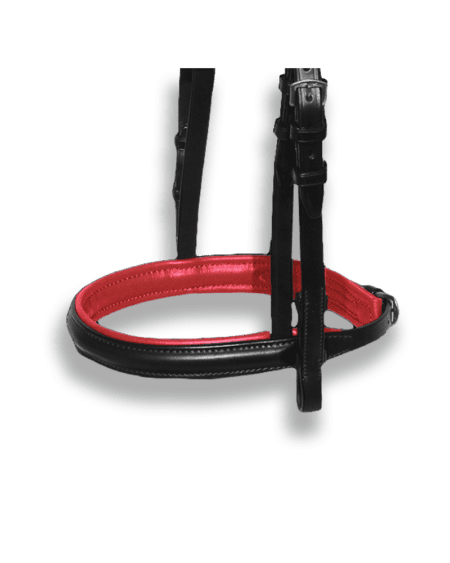 Noseband Black with Red Padding - Plain