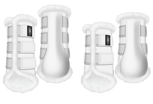 Mattes Horse Boots Set in white leather and sheepskin