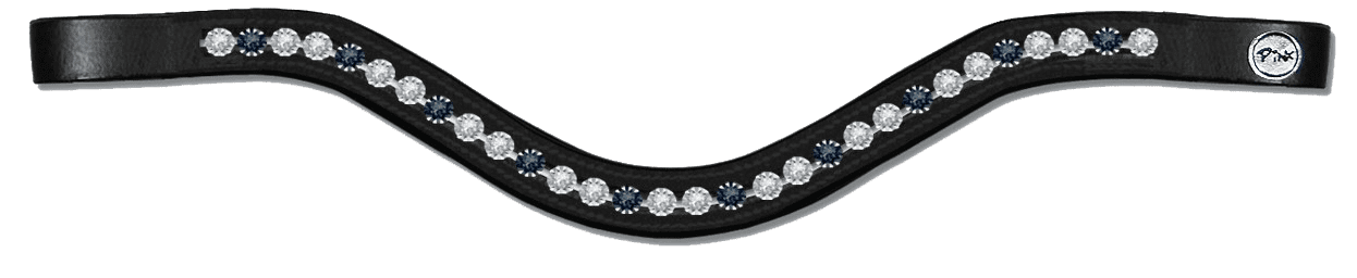 White and Graphite crystal Tyffany wave browband in black leather