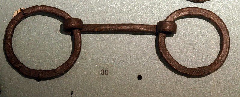 Close up of an ancient horse bit