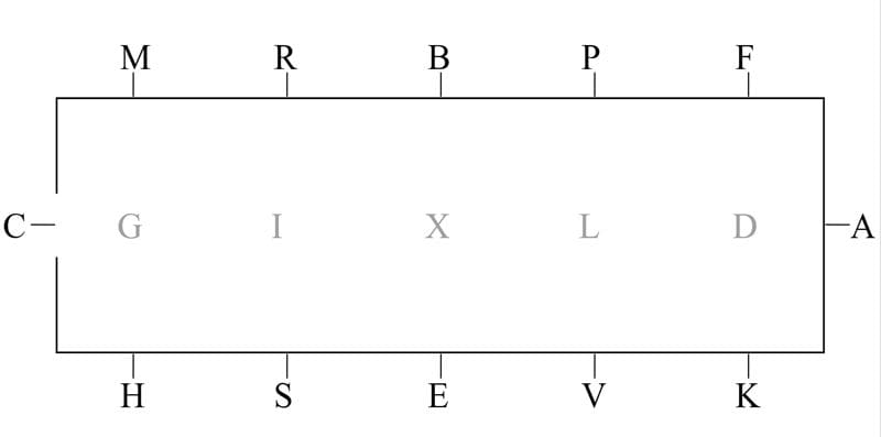 A 60 x 20 dressage arena marked with letters