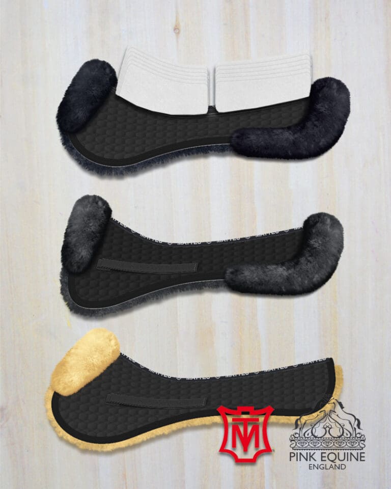 Mattes Half Pad with shims in Black sheepskin in stock now.