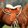 Mattes Western Sheepskin seat saver with Pommel Cut Out and round barrel saddle pad