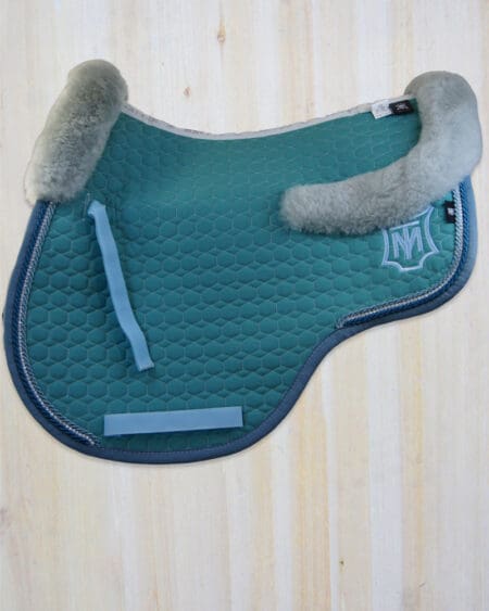 Ocean Eurofit Saddle Pad AP size M Ocean with Ice Blue Sheepskin