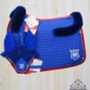 matching english saddle pad sets the Royal Blue Mattes Saddle Pad and Ear Bonnet Set