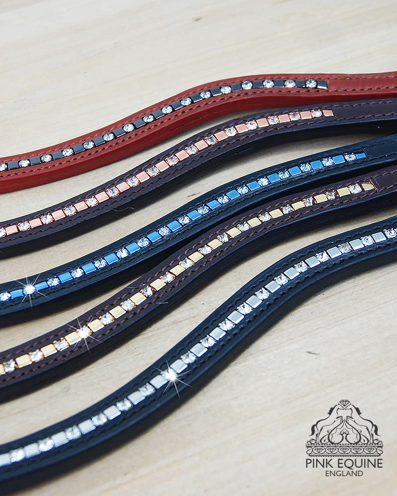 Close up of custom metal browbands