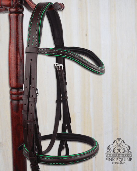 pink equine hunter green wave bridle