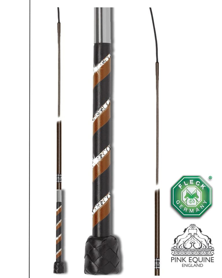 Cravache D'équitation Fleck Perfect Balance Classic – Poignée Bois, 1,0 à 1,3 M – Noir