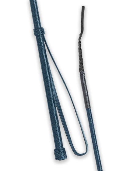 Fleck Braided Leather Riding Crop Blue