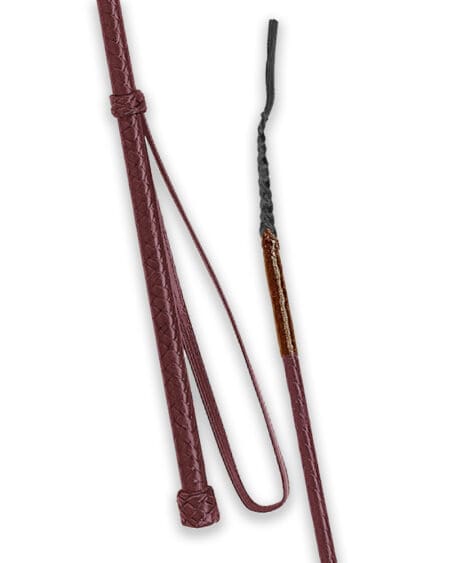 Fleck Braided Leather Riding Crop Burgundy