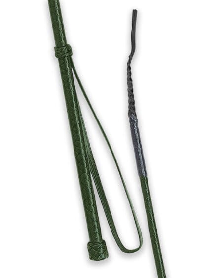 Fleck Braided Leather Riding Crop Dark Green
