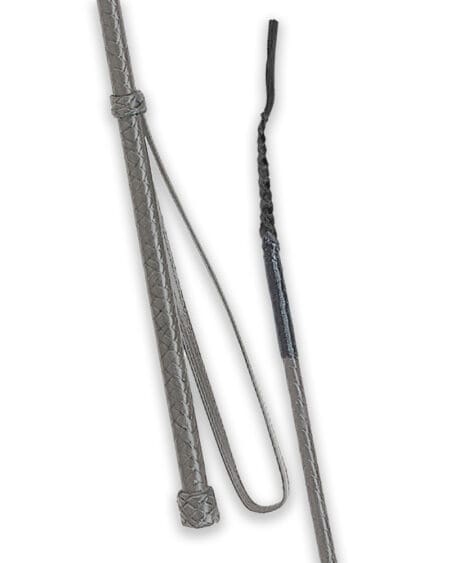 Fleck Braided Leather Riding Crop Grey