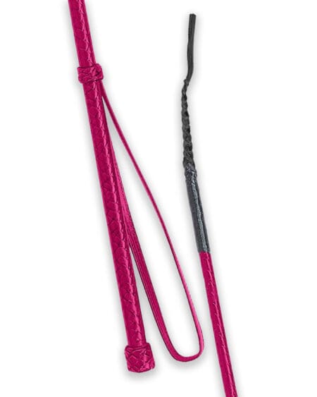 Fleck Braided Leather Riding Crop Pink