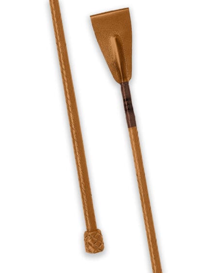 Brown leather horse whip