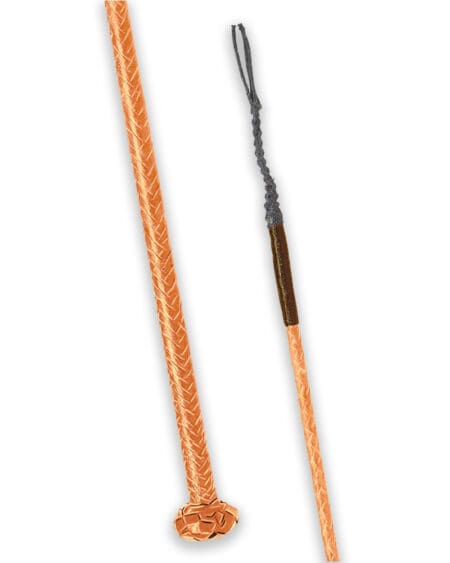 Orange Leather Braided Horse Whip