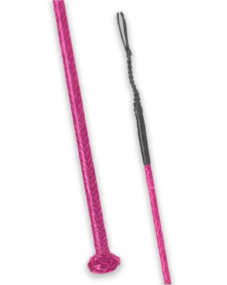 Pink Leather Braided Horse Whip