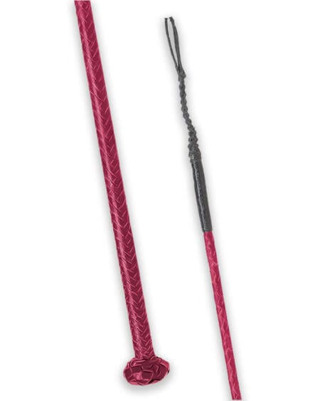 red leather braided horse whip