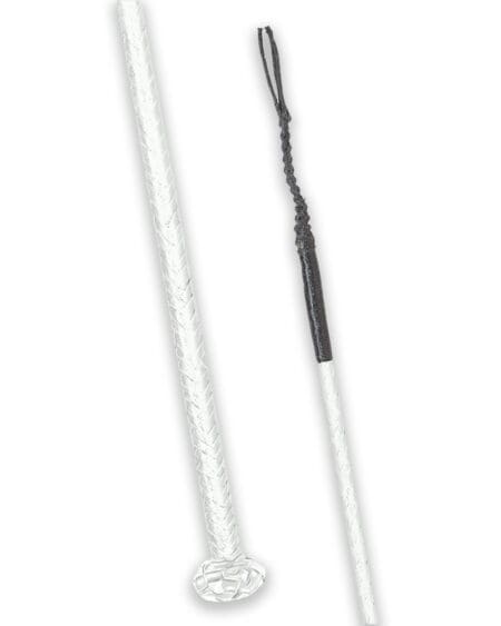 White Leather Braided Horse Whip