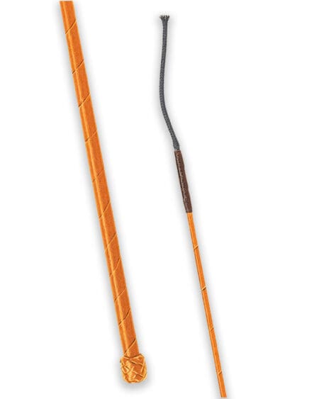 Fleck Orange leather dressage whip