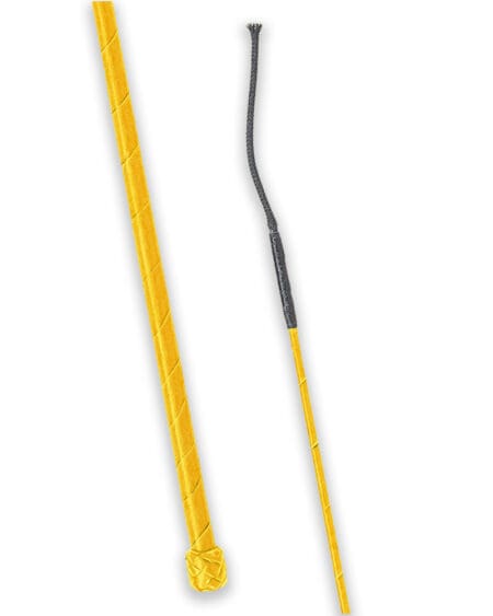 Fleck yellow leather dressage whip