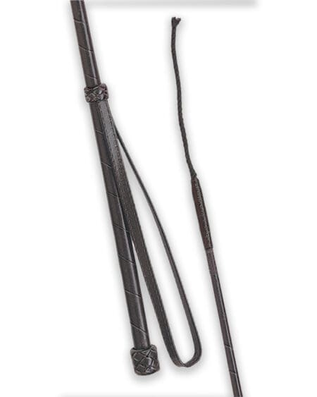 Fleck Spiral Leather Crop Whip Black
