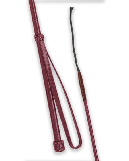 Fleck Spiral Leather Crop Whip Burgundy