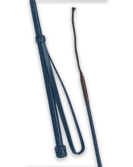 Fleck Spiral Leather Crop Whip Dark Blue