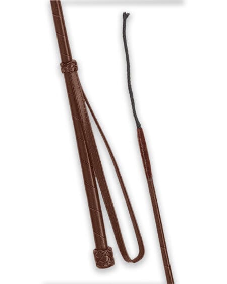 Fleck Spiral Leather Crop Whip Dark Brown
