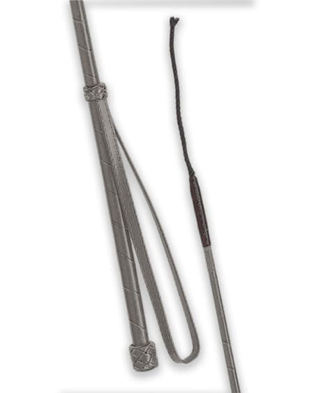 Fleck Spiral Leather Crop Whip Grey