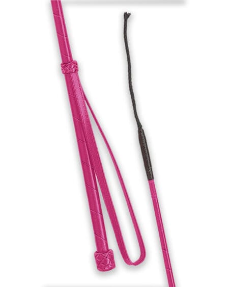 Fleck Spiral Leather Crop Whip Pink