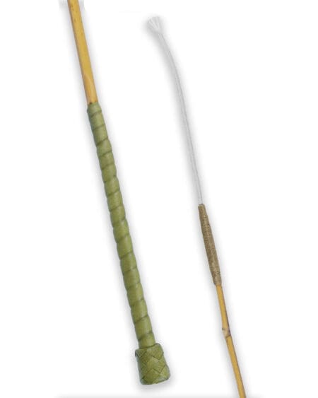 Olive leather bamboo dressage whip