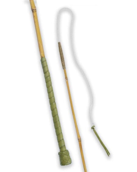 Olive Leather Handle Bamboo Horse Driving Whip