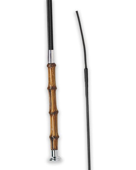 Fleck Bamboo Handled Dressage Whip Black