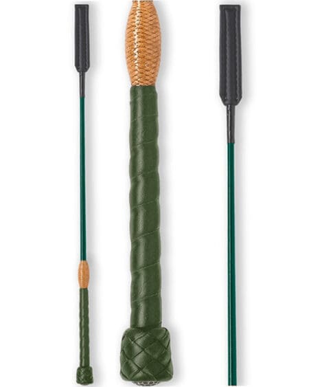 Fleck Dark Green Leather Horse Crop