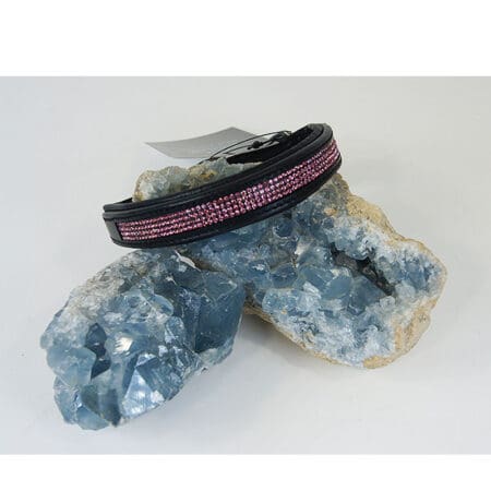 Dog Collar Padded with Rose Stones