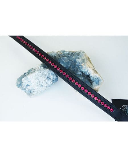 Pink Equine Crystal Browband Black Indian Pink