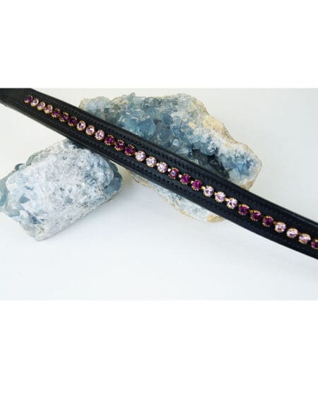 Pink Equine Crystal Browband Black Lt Dark Amethyst