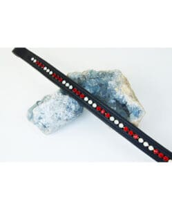 Cob Size - Tyffany Swarovski Crystal Browband - Black with Lt Siam White Opal Crystals