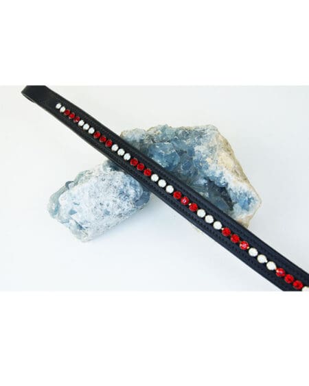 Pink Equine Crystal Browband Black Lt Siam White Opal