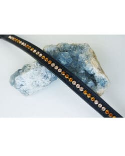 Cob Size - Tyffany Swarovski Crystal Browband - Black with Topaz Silk Crystals